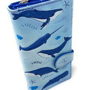 Shagwear Whale Pod Large Summer Beach Wallet for Women and Teen Girls Light Blue